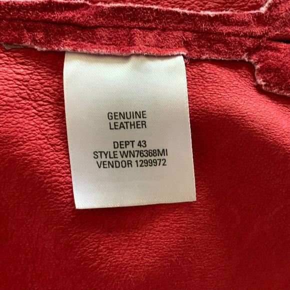 Nordstrom Women's Red Genuine Leather Button Coat Jacket XL - Picture 6 of 7